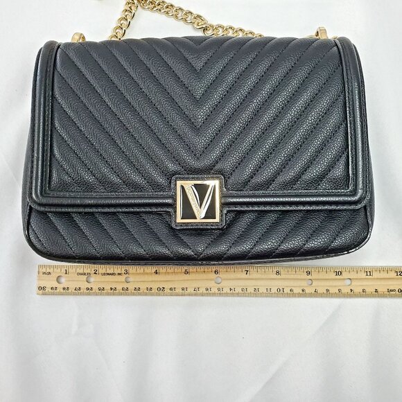 Victorias Secret Black Quilted Shoulder Bag With Gold Chain Strap Faux Leather - Picture 7 of 16